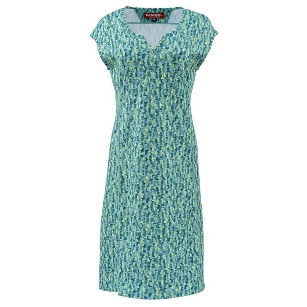 Simms Drifter Dress Womens Large Green Printed Sleeveless V-Neck Outdoor Fishing